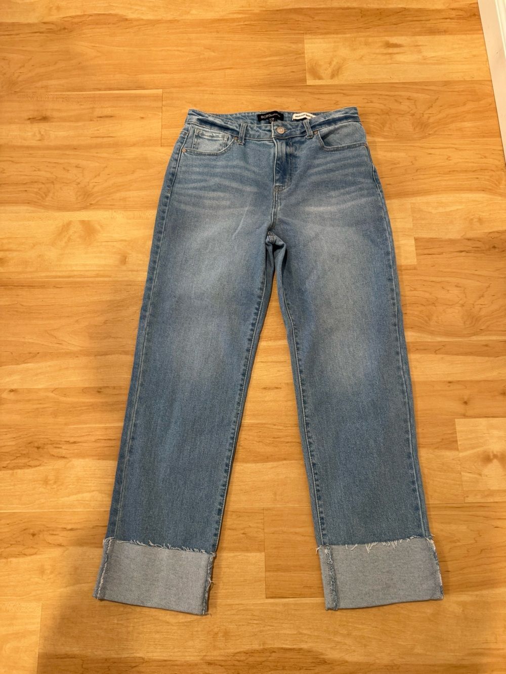 BCBGeneration Mega Cuff Wide Leg High Waisted Light Blue Jeans Size 28